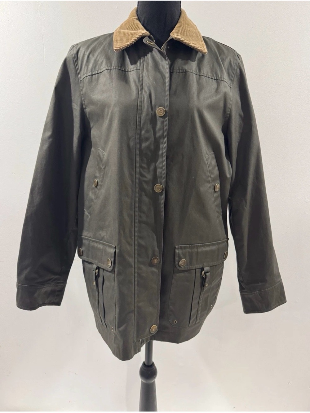 Ralph Lauren Olive Green Utility Jacket with Tan Corduroy Collar